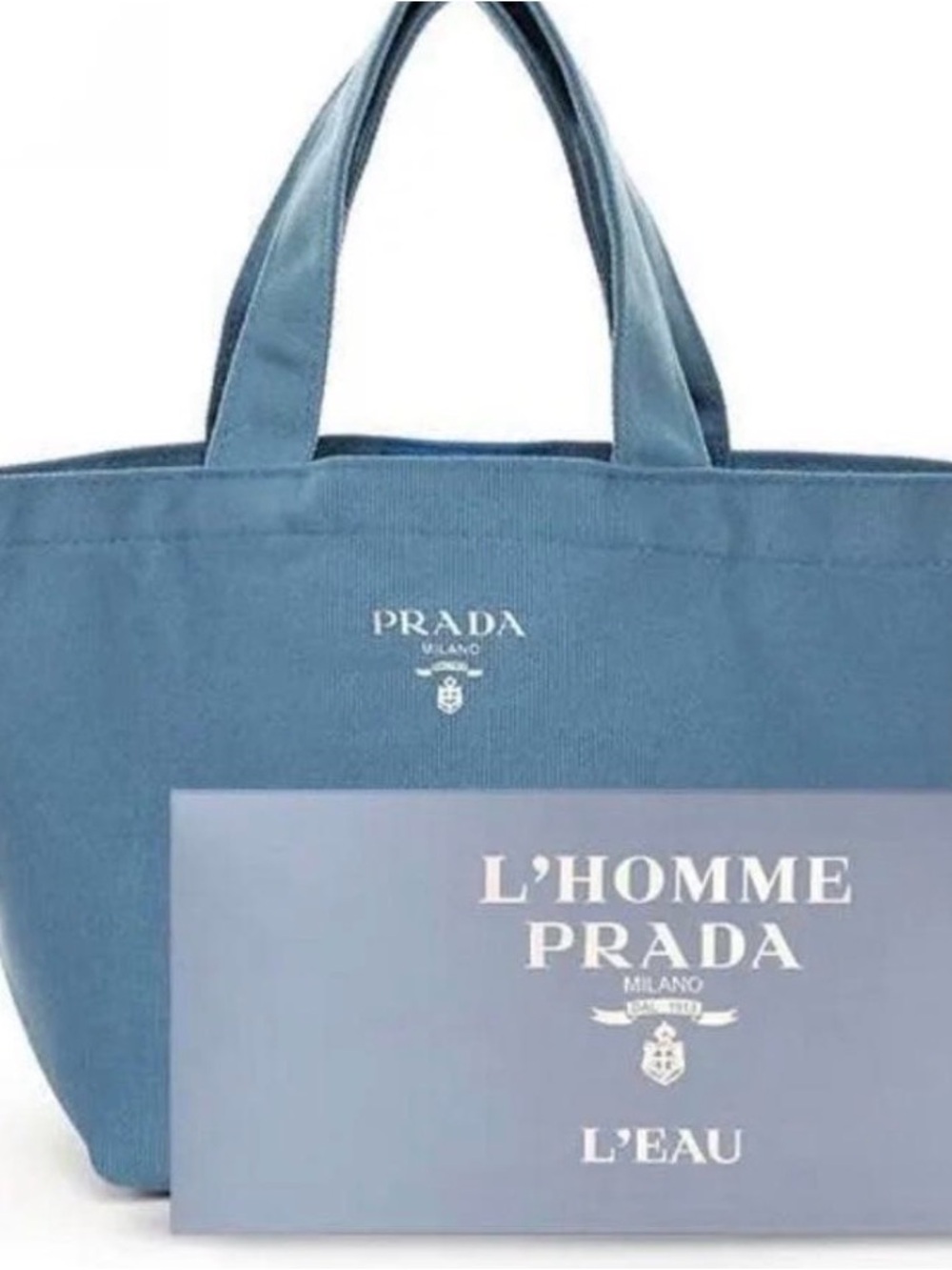 Prada Mini Canvas Lunch Bag Tote in Blue NWBGWP
